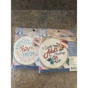 ArtSkills Crafters Closet Embroidery Kit Bundle Farm Fresh & I Can't Adult Today